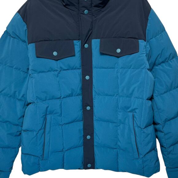 Lands' End Max 600 Down Puffer Jacket NWT Men's Sz L Blue Colorblock Streetwear - Picture 6 of 9